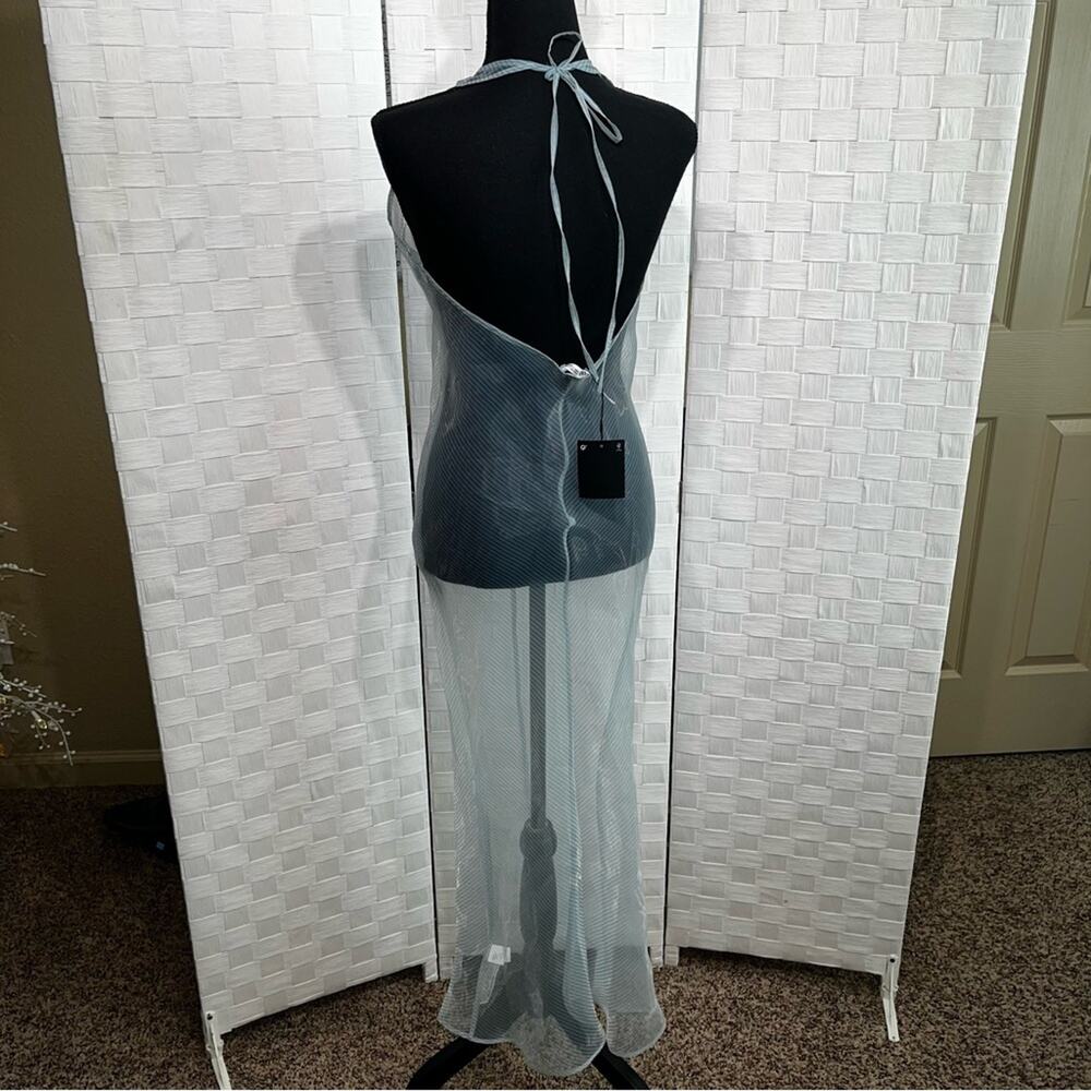 Zara Sheer Blue Maxi Dress - Picture 4 of 12